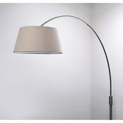 Orbita 82 in. Brushed Nickel FurnishLED Dimmable Retractable Arch Floor Lamp, Bulb Included with Empire Tan Shade by HomeGlam -Hot Sale HomeGlam Store brushed nickel homeglam floor lamps hl6013 bnbm 4f 1000