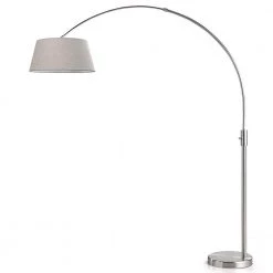 Orbita 82 in. Brushed Nickel FurnishLED Dimmable Retractable Arch Floor Lamp, Bulb Included with Empire Tan Shade by HomeGlam