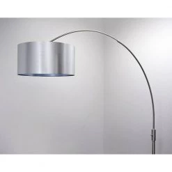 Orbita 82 in. Brushed Nickel Furnish LED Dimmable Retractable Arch Floor Lamp, Bulb Included with Drum Silver Shade by HomeGlam -Hot Sale HomeGlam Store brushed nickel homeglam floor lamps hl6013 bndpv 4f 1000