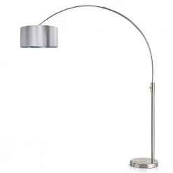 Orbita 82 in. Brushed Nickel Furnish LED Dimmable Retractable Arch Floor Lamp, Bulb Included with Drum Silver Shade by HomeGlam