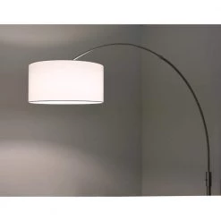 Orbita 82 in. Brushed Nickel Finish Dimmable Retractable Arch Floor Lamp, Bulb Included with Drum White Shade by HomeGlam -Hot Sale HomeGlam Store brushed nickel homeglam floor lamps hl6013 bndwh 4f 1000