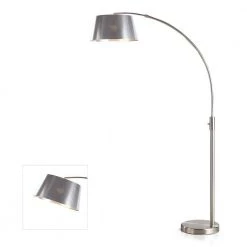 Orbita 81 in. H Brushed Nickel Finish LED Dimmable Retractable Arch Floor Lamp, Bulb Included with Empire Silver Shade by HomeGlam -Hot Sale HomeGlam Store brushed nickel homeglam floor lamps hl6013 bnpv 4f 1000