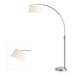 Orbita 81 in. H Brushed Nickel Finish LED Dimmable Retractable Arch Floor Lamp, Bulb Included with Empire White Shade by HomeGlam -Hot Sale HomeGlam Store brushed nickel homeglam floor lamps hl6013 bnwh 4f 1000