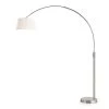 Orbita 81 in. H Brushed Nickel Finish LED Dimmable Retractable Arch Floor Lamp, Bulb Included with Empire White Shade by HomeGlam -Hot Sale HomeGlam Store brushed nickel homeglam floor lamps hl6013 bnwh 64 1000