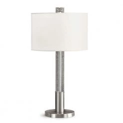 Fusion 30 in. H Brushed Nickel Furnish Bubble Crystal Table Lamp by HomeGlam