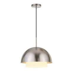 Octavia 1-Light Brushed Nickel Pendant with Frosted White Glass Shade by Meyer&Cross -Hot Sale HomeGlam Store brushed nickel meyer cross chandeliers pd0525 c3 1000