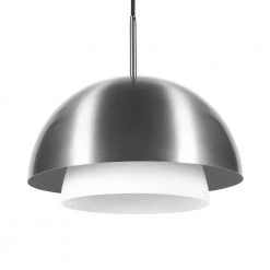 Octavia 1-Light Brushed Nickel Pendant with Frosted White Glass Shade by Meyer&Cross -Hot Sale HomeGlam Store brushed nickel meyer cross chandeliers pd0525 fa 1000