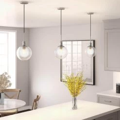 Walker 1-Light Brushed Nickel Pendant with Seeded Glass Shade by Meyer&Cross -Hot Sale HomeGlam Store brushed nickel meyer cross chandeliers pd0617 1f 1000