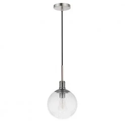 Walker 1-Light Brushed Nickel Pendant with Seeded Glass Shade by Meyer&Cross