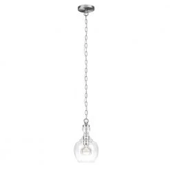 Verona 1-Light Brushed Nickel Pendant with Clear Glass Shade by Meyer&Cross