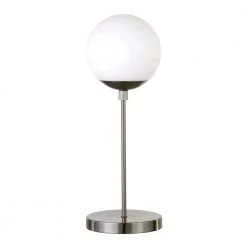 Theia 21 in. Brushed Nickel Table Lamp with White Frosted Globe Shade by Meyer&Cross