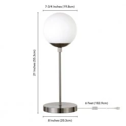 Theia 21 in. Brushed Nickel Table Lamp with White Frosted Globe Shade by Meyer&Cross -Hot Sale HomeGlam Store brushed nickel meyer cross table lamps tl0511 76 1000