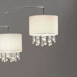 Palace 83 in. Chrome Finish 3-Light Crystal Pendants Arch Floor Lamp with White Shades by HomeGlam 7 Palace 83 in. Chrome Finish 3-Light Crystal Pendants Arch Floor Lamp with White Shades by HomeGlam -Hot Sale HomeGlam Store chrome homeglam floor lamps hg8593ch 4f 1000