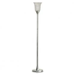 Orchid 72 in. Chrome Finish Dimmable LEDTorchiere Floor Lamp with Crystal Shade and LED Bulb Included by HomeGlam