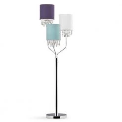 FLORENCE 68 in. Chrome Finish 3-Light Crystal Pendants Floor Lamp with Mix Color Shades by HomeGlam