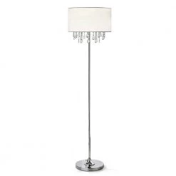 FLORENCE 61 in. Chrome Finish Crystal Pendants Metal Floor Lamp by HomeGlam