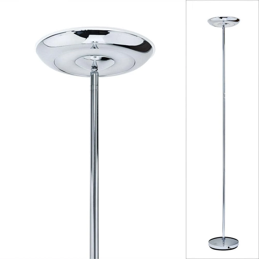 UFO 72 in. H Chrome Finish 30-Watt Dual-Lights Dimmable LED Torchiere Floor Lamp by HomeGlam 3 UFO 72 in. H Chrome Finish 30-Watt Dual-Lights Dimmable LED Torchiere Floor Lamp by HomeGlam