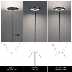 UFO 72 in. H Chrome Finish 30-Watt Dual-Lights Dimmable LED Torchiere Floor Lamp by HomeGlam 13 UFO 72 in. H Chrome Finish 30-Watt Dual-Lights Dimmable LED Torchiere Floor Lamp by HomeGlam -Hot Sale HomeGlam Store chrome homeglam floor lamps hl7072ch 76 1000