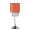 Florence 22 in. Chrome Finish Crystal Pendants Table Lamp with Ember Shade by HomeGlam