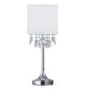 Florence 22 in. Chrome Finish Crystal Pendants Table Lamp with White Shade by HomeGlam -Hot Sale HomeGlam Store chrome homeglam table lamps hl7020ts wh 64 1000