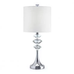 Brillante 26 in. Chrome Finish Diamond Cut Crystals Table Lamp by HomeGlam