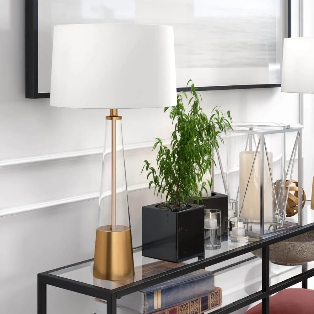 Vivien 29.5 in. Clear Glass and Brass Table Lamp by Meyer&Cross 4 Vivien 29.5 in. Clear Glass and Brass Table Lamp by Meyer&Cross - Image 2