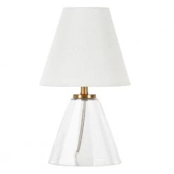 Makenna 13.63 in. Clear Glass Mini Table Lamp with Brass Accents by Meyer&Cross