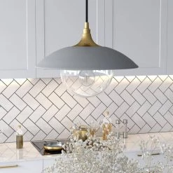 Alvia 1-Light Cool Gray Metal Single Pendant with Clear Glass Shade by Meyer&Cross -Hot Sale HomeGlam Store cool gray meyer cross chandeliers pd0497 31 1000