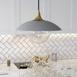 Alvia 1-Light Cool Gray Metal Single Pendant with Clear Glass Shade by Meyer&Cross -Hot Sale HomeGlam Store cool gray meyer cross chandeliers pd0497 4f 1000