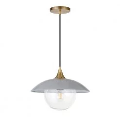 Alvia 1-Light Cool Gray Metal Single Pendant with Clear Glass Shade by Meyer&Cross