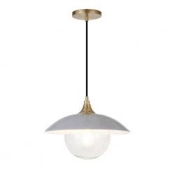 Alvia 1-Light Cool Gray Metal Single Pendant with Clear Glass Shade by Meyer&Cross -Hot Sale HomeGlam Store cool gray meyer cross chandeliers pd0497 c3 1000
