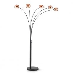 Orbs 84 in. Dark Bronze/Copper Finish 5-Light Dimmable Arch Floor Lamp by HomeGlam