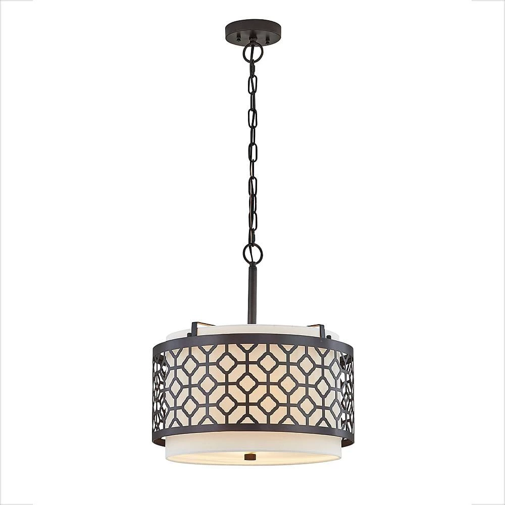 Melrose 2-Light Dark Bronze Drum Metal Shade Pendant Light by HomeGlam 3 Melrose 2-Light Dark Bronze Drum Metal Shade Pendant Light by HomeGlam