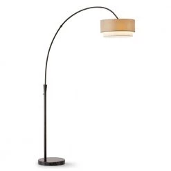 Elan 81 in. Dark Bronze Finish Arch Floor Lamp with Brown/White Shade by HomeGlam