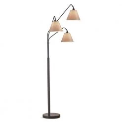 Midtown 84 in. 3-Light Dark Bronze Arch Floor Lamp with Brown Shades by HomeGlam