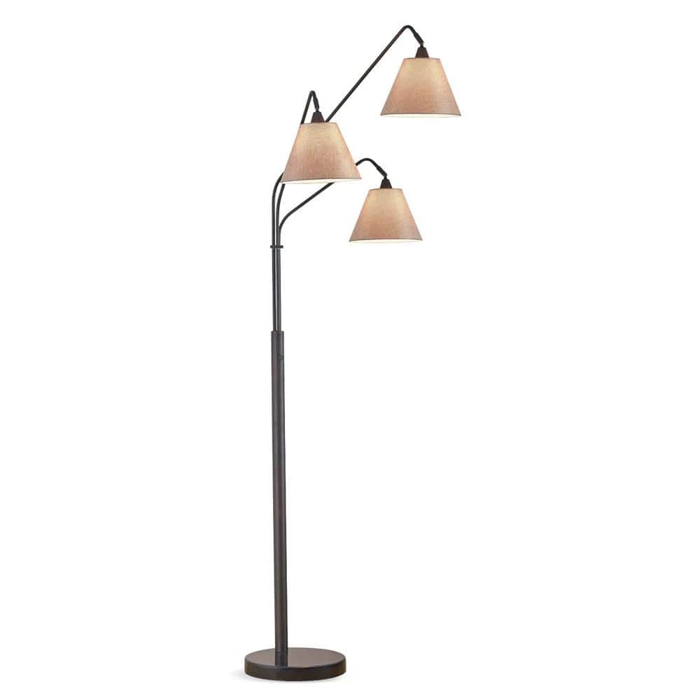 Midtown 84 in. 3-Light Dark Bronze Arch Floor Lamp with Brown Shades by HomeGlam 3 Midtown 84 in. 3-Light Dark Bronze Arch Floor Lamp with Brown Shades by HomeGlam