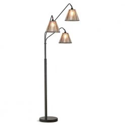 Midtown 84 in. 3-Light Dark Bronze Arch Floor Lamp with Mica Shades by HomeGlam