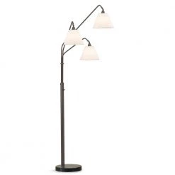 Midtown 84 in. 3-Light Dark Bronze Arch Floor Lamp with White Shades by HomeGlam