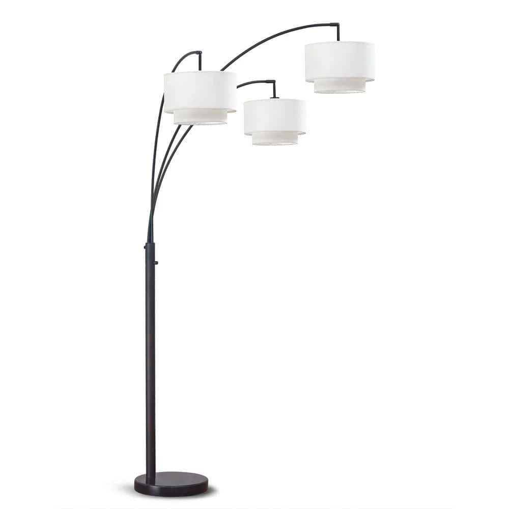 Broadway. 83 in. Dark Bronze Finish 3-Lights Arc Tree Floor Lamp with White Shades by HomeGlam 4 Broadway. 83 in. Dark Bronze Finish 3-Lights Arc Tree Floor Lamp with White Shades by HomeGlam - Image 2