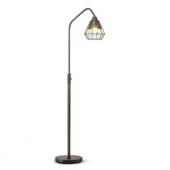 Midtown-S 66 in. Dark Bronze Finish Dimmable Floor Lamp with Metal Wire Shade, Vintage LED Bulb Included by HomeGlam