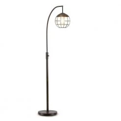 Metro-S 66 in. Dark Bronze Finish LED Dimmable Floor Lamp with Metal Wire Shade, Vintage LED Bulb Included by HomeGlam