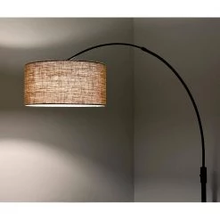 Orbita 82 in. Dark Bronze Furnish LED Dimmable Retractable Arch Floor Lamp, Bulb Included with Drum Brown Shade by HomeGlam 8 Orbita 82 in. Dark Bronze Furnish LED Dimmable Retractable Arch Floor Lamp, Bulb Included with Drum Brown Shade by HomeGlam -Hot Sale HomeGlam Store dark bronze homeglam floor lamps hl6013 brdbr 4f 1000