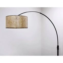 Orbita 82 in. Dark Bronze Furnish LED Dimmable Retractable Arch Floor Lamp, Bulb Included with Drum Mica Shade by HomeGlam -Hot Sale HomeGlam Store dark bronze homeglam floor lamps hl6013 brdmc 4f 1000