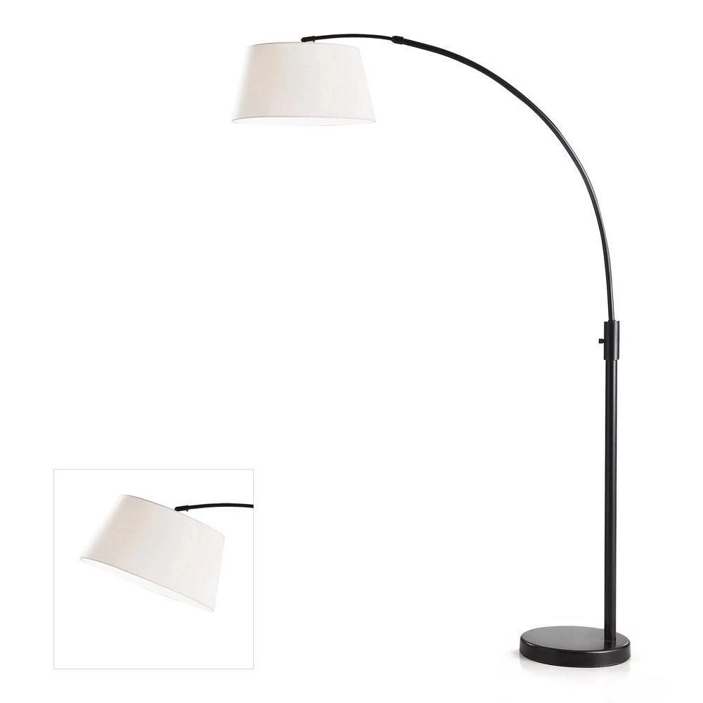Orbita 82 in. Dark Bronze Furnish LED Dimmable Retractable Arch Floor Lamp, Bulb Included with Empire White Shade by HomeGlam 5 Orbita 82 in. Dark Bronze Furnish LED Dimmable Retractable Arch Floor Lamp, Bulb Included with Empire White Shade by HomeGlam - Image 3