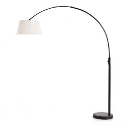 Orbita 82 in. Dark Bronze Furnish LED Dimmable Retractable Arch Floor Lamp, Bulb Included with Empire White Shade by HomeGlam