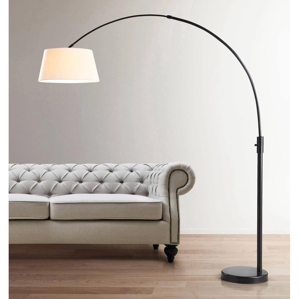 Orbita 82 in. Dark Bronze Furnish LED Dimmable Retractable Arch Floor Lamp, Bulb Included with Empire White Shade by HomeGlam 4 Orbita 82 in. Dark Bronze Furnish LED Dimmable Retractable Arch Floor Lamp, Bulb Included with Empire White Shade by HomeGlam - Image 2