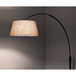 Orbita 82 in. Dark Bronze Furnish LED Dimmable Retractable Arch Floor Lamp, Bulb Included with Empire Tan Shade by HomeGlam -Hot Sale HomeGlam Store dark bronze homeglam floor lamps hl6013br bm 4f 1000