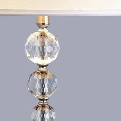 Madison 27 in. Brushed Nickel Madison Crystal Balls Metal Table Lamps (2-Pieces Set) by HomeGlam -Hot Sale HomeGlam Store homeglam lamp sets hg9057t2 bn 1f 1000