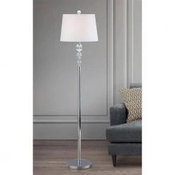 Taranto 61 in. H Chrome Crystal Balls Table and Floor Lamps (3-Pieces Set) by HomeGlam -Hot Sale HomeGlam Store homeglam lamp sets hl7060st3 1f 1000