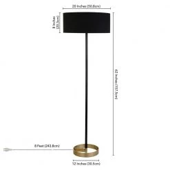 Estella 62 in. 2-Tone Matte Black and Brass Floor Lamp with Black Shade by Meyer&Cross -Hot Sale HomeGlam Store matte black and brass meyer cross floor lamps fl1159 4f 1000